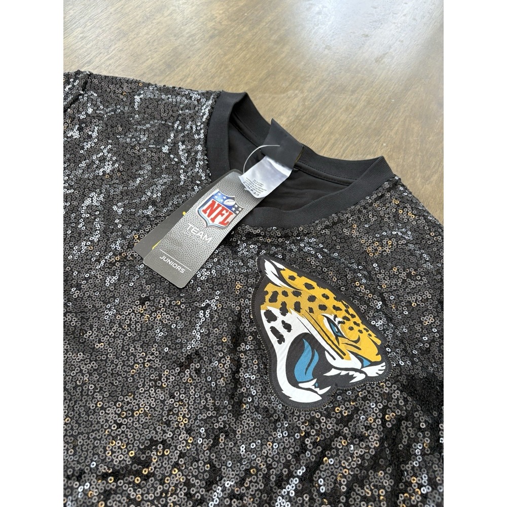 Jacksonville Jaguars NWT Juniors Sequin Top Girls Small NFL Football TShirt